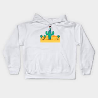 Sitting on thorns on a Mexican cactus Kids Hoodie